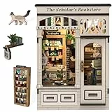 Cutefun Book Nook, DIY Miniatur Haus Kit für Erwachsene 3D Holzpuzzle Mini Booknook Bücherregal Modell Craft Kit (Scholar's Bookstore)