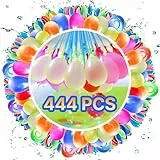 KNJOMZIE 444 Stück Wasserbomben Selbstschließend Wiederverwendbar, Wasserballons Bunt Set mit 4 Wasserhahn Anschluss, 60 Sekunden Schnellfüller, Magnetische Wasserbomben für Kinder Poolparty Outdoor