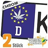 hauptsachebeklebt KIWISTAR - 2X Kennzeichenaufkleber - Hanfblatt - Hashisch - Cannabis - Kennzeichen Aufkleber Sticker Nummernschild - in 15 Farben