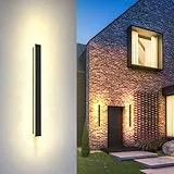 brightower Lange Villa Wandleuchte Schwarz, Außenwandleuchte Wasserdicht Ip65, Aluminium Acryl Außenlampe für Gärten, Terrassen, Schlafzimmer Wohnzimmer Innen, 80cm/24w, Warm light