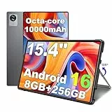 jumper Tablet 15,4 Zoll, Android 16 Tablet mit Helio G99 Octa-Core Prozessor, Gaming Tablets mit Ständer & Hülle, 8GB RAM 256GB ROM, Widevine L1, 10000mAh, GMS & GPS, 5MP+13MP, 4 Speakers, BT5.2