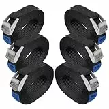 Zurrgurt Spanngurte | TÜV geprüft | Befestigungsgurt Spanngurt Klemmverschluss | Belastbar bis 250 kg | Schwarz | Diverse Längen Stückzahlen - 6er Pack 2.5 cm x 2.5 m