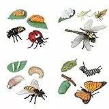 JOKFEICE 16 Stück Insektenspielzeug Lebenszyklus von Schmetterling, Honigbiene, Libelle & Marienkäfer Bug Figuren Spielzeug, frühes pädagogisches Spielzeug Weihnachten für Kinder