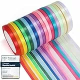 ihaspoko 18 Polyester Satinband, 6 mm x 22 m Schleifenband, Dekoration Geschenkband für Heimwerkerkunst Handwerk, Geschenk Verpackung, Schleifen, Hochzeitsdekoration