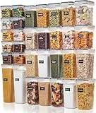 Vtopmart Vorratsdosen mit Deckel Luftdicht, Set mit 32 Vorratsbehälter, BPA-frei, Küchen Aufbewahrungsboxen für Mehl, Zucker, Körner, Mit Schreibstift und Etikett