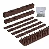 Relaxdays Vogelabwehr Spikes 20er Set, Balkon & Dach, 3-reihig, Kunststoff, je Paneel HBT 2x49x4 cm, Taubenabwehr, braun