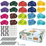 RUACDIQ Klettergriffe, Klettersteine Kinder Outdoor, Kletterwand Griffe Mit Befestigungsschrauben Für Spielturm, Climbing Holds Für Weihnachts Und Geburtstagsgeschenke, 10 Farben (20)