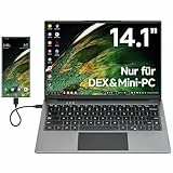 Dopesplay Lapdock für Samsung DeX Modus, 14,1 Zoll HDR IPS Tragbarer Monitor mit Tastatur für Mini - PC, USB - C Tragbarer Monitor mit eingebauter 5000 mAh Akku, QWERTY - Tastaturbelegung
