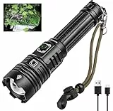 ASORT Taschenlampe LED aufladbar sehr helle 200000 Lumen 5 Modus, IP67 wasserdicht,Handleuchte für Outdoor Camping,Wandern und Notfallanwendungen