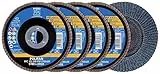 PFERD Fächerscheiben-Set, 4-teilig | 4x POLIFAN-Fächerscheibe 125x22,23mm, konisch, Z40, Z60, Z80, Z120, Universallinie PSF STEELOX | 69198300 – für Stahl und Edelstahl (INOX)