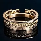 Bysonglezai Armband Herren Armbänder Armreif Damen Männer Geschenk 3 Teile/Satz Luxus Römische Zahl Einfache Klassische Armband Flechten Armreifen Typ C Verdreht Armreif Männer S2