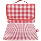 BbiuRer Picnic Blanket XXL 200x200cm, wasserdichte Picknickdecke Rot Kariert, Ideal für Outdoor-Aktivitäten wie Camping, Strand und Park