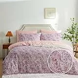 Freyamy Boho Bettwäsche Set 135x200cm 2Teilig Indishes Design Mandala Bohemian Style Bettbezug 100% Mikrofaser Rosa Pink Türkis Wendebettwäsche mit Kissenbezug 80x80cm Reißverschluss