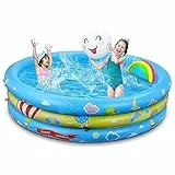 Jojoin Aufblasbares Planschbecken, übergroßes Baby-Sommerschwimmbad mit aufblasbarem Regenbogen-Poolspielzeug, Kinderwasserbecken im Innen- und Außenbereich für Kinder (120 cm * 30 cm)