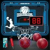 BuzzoXerex Basketballkorb Kinder Indoor, Mini Basketballkorb fürs Zimmer tür mit Fernbedienungen, 4 Bällen, Anzeigetafel, 7 Farben Lichter, Basketball Spielzeug für Jungen Mädchen