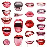 EAVUYIS 20 Stück Foto Requisiten Lustige Lippen Mund Foto Booth Props, DIY Fotorequisiten Set für Party, Hochzeit, Geburtstag, Karneval, Weihnachten, Halloween