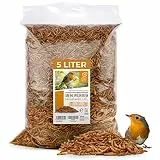 Wildtier Herz Mehlwürmer Getrocknet für Gartenvögel und Igel - 5 L Vogelfutter für Rotkehlchen und Wildvögel - Proteinreiches Igelfutter - Ganzjähriges Vogelfutter für Gesunde Ernährung