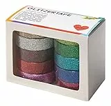 folia 28509 - Glitzer Tape, Klebeband aus Papier mit Glitter, 10 Rollen farbig sortiert, je Rolle ca. 5 m x 15 mm - ideal zum Verzieren und Dekorieren