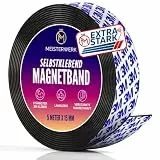 MEISTERWERK Magnetband selbstklebend stark - 5 Meter I (EXTRA STARKER Marken-KLEBER) - Magnetstreifen selbstklebend - Magnetklebeband mit optimierter Magnetkraft - Magnet Klebeband