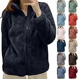 Generisch Fleecejacke Damen, Teddy Jacken Und Damen - Jacken Langarm Flauschige Fleecejacke Warm Winter Teddyfleece Winterjacke Große Größen Damen-Jacken mit Reißverschluss