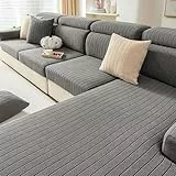 Gleedipre Streifen Stretch-Sofabezug Weich Rückenlehne Sitzkissen Schutzbezug Ganzjahreszeiten Sofa Bettlaken(Dunkelgrau,Vergrößert L/60–80 cm x 140–170 cm)