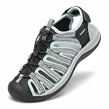 DANNTO Sandalen Damen Trekking Sportsandalen Outdoorsandale Geschlossene Gummi Wandersandalen Sommer für Reisen(Schwarz Blau,38)