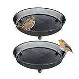 iBorn Vogelfutterspender Ø22cm, Metall Bodenfutterstelle mit erhöhtem Boden, Boden-Mesh-Futterstation, Boden-Futterspender für Vögel, Futterschale für Vogelfutter Wildvögel ganzjährig,Schwarz, 2 Stück