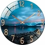 SWECOMZE Glasuhr - 30cm - Leise Wanduhr Wandkunst Bild Gehärtetem Glas für Wohnzimmer, Küche, Büro und Schlafzimmer (Style E)