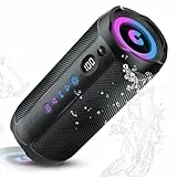 coioc Bluetooth Lautsprecher mit Licht, Bluetooth 5.4 Musikbox,25W Dual Lautsprecher, LED Anzeige & 25 Std Akku,Dualen Bass-Treibern, IPX7 wasserdicht,TWS Paarung, AUX,TF Karte,Geeignet Outdoor/Party