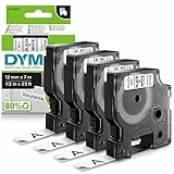 DYMO Original D1-Etikettenband | schwarz auf weiß | 12 mm x 7 m | selbstklebendes Schriftband | für LabelManager-Beschriftungsgerät | 4 D1 Etikettenkassetten