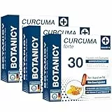 BOTANICY Curcuma forte 3er Pack - Flüssiges NovaSOL Curcumin plus Vitamine C und D - Hohe Bioverfügbarkeit, Hochdosiert, Hormonfrei - 90 Kurkuma Kapseln