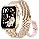 Smartwatch Damen mit Telefonfunktion, 1000mAh Akku, 100 Tage Standby, 1.83' Fitnessuhr mit Herzfrequenz, SpO2, Schlafmonitor, 120+ Sportmod, IP68 Smart Watch, Schrittzähler für Android iOS Roségold