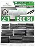 QUADRIOS GmbH | 800 Stück Schrumpfschlauch Set | Schrumpfrate 2:1 | Schrumpfschläuche 1,5mm bis 12mm, Industriequalität, Halogenfrei, KFZ-geeignet, Verschiedene Größen, Schwarz