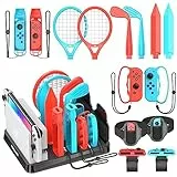 Switch Sports Zubehör Set mit Organizer kompatibel mit Switch/OLED, Aufbewahrung für Switch Sport spiel Zubehör, Familienparty-Paket Sportspiele Zubehör Bundle für Nintendo Switch & OLED