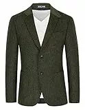 PaulJones Sakkos für Herren Sportlich mit Reverskragen Blazer Cord Sakko aus Wollmischung Grün S