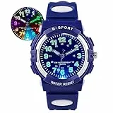 DTKID Kinderuhr Junge Mädchen, 7-Farben Armbanduhr Kinder Analoge, 3ATM Wasserdicht, Leicht Ablesbare Uhrzeit,Kinder Uhren Für 5-16 Jahren