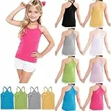 XINYUNZU Mädchen Trägershirt Baumwolle Cami Shirt Top Sommer Sport Top Ärmellos Trägertop Einfarbig Unterhemd Freizeit Oberteile Mode Tanktop Kinder Angebot Pink 6 Jahre