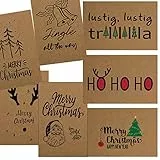 KARTENVERSAND24 Kraftpapier Weihnachtskarten Set Kraft-Papier Weihnachtspostkarten-Set Craft Postkarten Weihnachten Karten lustig Karte Lettering Natur witzig modern coole (Kraftpapier, 30)