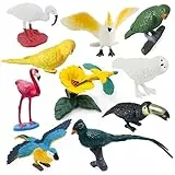 10 Stück Mini-Vogelfiguren, Kunststoff-Vogel-Tierspielzeug, realistische Vogel-Tierfiguren, Miniatur-Vogel-Tiermodell, Flamingo, weißer Ibis, Papageien, Kolibri, pädagogisches Spielzeug, Kuchen Topper