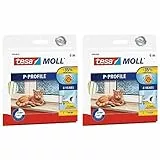 tesamoll P-Profil Gummidichtung - Selbstklebende Dichtung zum Isolieren von Spalten an Fenstern und Türen - Weiß - 6 m x 9 mm x 5,5 mm (Packung mit 2)