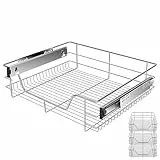 KESSER® Teleskopschublade 3er Set 60cm Schrankbreite verchromt aus Edelstahl Schubladeneinsatz für Küchenschrank Korbauszug Schrankauszug, Silber