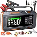 14-In-1 8000A Starthilfe Powerbank für Pkw mit Kompressor 160PSI, 26800mAh Auto Starthilfe mit Notfall Kit, Starter Powerbank für All Benzin/12L Diesel, 5 LED-Licht, Reifenreparaturset, Notfallhammer