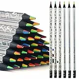 nsxsu Regenbogenstifte Kinder, 12 Stück 7 in 1 Mitgebsel Regenbogen Stifte, Bunte stifte Spaß Bleistifte Multi Farbe Bleistift für Zeichnung Färbung Skizzieren, Give Aways Kindergeburtstag vorgespitzt