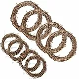 Larcenciel Weinreben Kränze Set, 8 Stück Grapevine Kränze 2 Größen Naturkranz Trockener Rattan Weihnachtskranz Holz Deko DIY Kranz Deko für Weihnachten Wand- und Türkranz Deko (10, 20 cm)