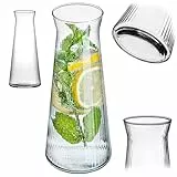 KADAX 1 x Glaskaraffe 1L, Wasserkaraffe aus robustem Glas, Spülmaschinenfeste Getränkekaraffe, Bleifreier Wasserkrug, Karaffe für Wasser, Saft, Limonade, Milch (Modell 2)