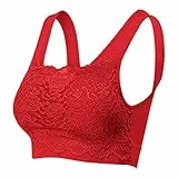 Klassische BHS Damen Ohne Bügel Push Up mit Verstellbarem Bustier Nahtloser Bra Bequem Gepolstert Große Brüste Unterwäsche für Alltag Yoga Trainings Schlaf Sport BH Nahtloser BH Ohne Bügel (Red, M)