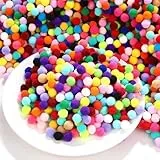 2000 Stück Pompons zum Basteln, 1cm Mini Bunt, 10mm Pompoms für DIY Handwerk, Dekoration für Girlanden, Haarschmuck, Kleidung & Party