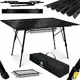 KESSER® Campingtisch faltbar Klapptisch mit Aluminiumrahmen Aufrollbare Tischplatte Falttisch klappbar Höhenverstellung 120x70cm - bis 30 kg inkl. Tragetasche mit Trageband & Netztasche, Schwarz