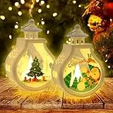 Shinybox Weihnachtsdeko Laterne, 2 Stück Weihnachtslaterne mit LED Licht, Weihnachten LED Deko, Weihnachten Deko, Batteriebetrieben, Weihnachtsdekoration Innen Außen, Weihnachtstag Geschenke(A)