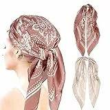 Dimeho 2 Stück 70 cm Satin-Kopftuch, quadratische Satin-Kopftücher für Damen, Seide, Bandana, Haarschal, Halstuch, Halstuch für Mädchen, Mehrfarbig, Einheitsgröße